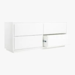 Gallery Low 4-Drawer White Dresser -Optimal Furniture Store GalleryLowDrssrWhite3QAVS19