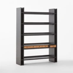Genova Black Ebonized Oak Bookcase -Optimal Furniture Store GenovaEbdOakPrstBkCs3QSSF22