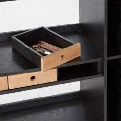 Genova Black Ebonized Oak Bookcase -Optimal Furniture Store GenovaEbdOakPrstBkCsAVSSF22