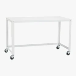 Go-Cart White Metal Desk On Wheels -Optimal Furniture Store GoCartDeskWhite3QS13
