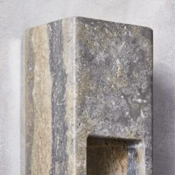 Graziano Indoor/Outdoor Dark Grey Travertine Wall Sconce -Optimal Furniture Store GrazianoGryTrvrtnWllScncAV2SHF23