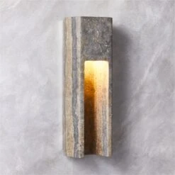 Graziano Indoor/Outdoor Dark Grey Travertine Wall Sconce -Optimal Furniture Store GrazianoGryTrvrtnWllScncROF23