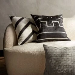 Balance Turkish Silk Throw Pillow With Feather-Down Insert 20" -Optimal Furniture Store GreyBlackPillowArrangementPCF21 1x1