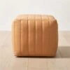 Groove Channeled Saddle Leather Pouf