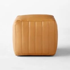 Groove Channeled Saddle Leather Pouf 5 Groove Channeled Saddle Leather Pouf -Optimal Furniture Store GrooveSaddleLthrPoufSSS23