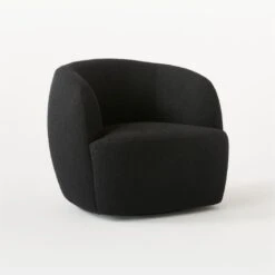 Gwyneth Black Boucle Swivel Chair -Optimal Furniture Store GwynethBkBclChairBlcNoir3QSSS21