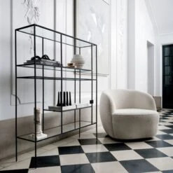 Euclidean Black Metal Etagere -Optimal Furniture Store GwynethIvoryBoucleChairJN21 1x1