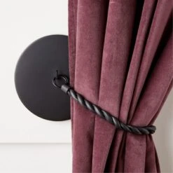 Harlan Matte Black Twisted Leather Curtain Panel Tieback -Optimal Furniture Store HarlanMtBkTwtdLthTiebackAVSHS23