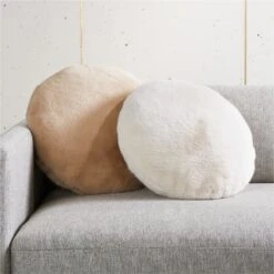 Harlee Round Ivory White Throw Pillow 16" -Optimal Furniture Store HarleeRoundPillowGroupFHS21 1