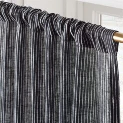 Harlow Black Striped Linen-Blend Sheer Window Curtain Panel 48"x84'' 7 Harlow Black Striped Linen-Blend Sheer Window Curtain Panel 48"x84'' -Optimal Furniture Store HarlowBkLnStpdCrtn96PnlAV2SHF23