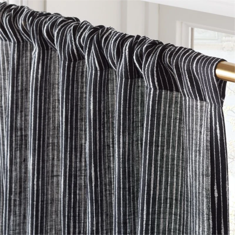 Harlow Black Striped Linen-Blend Sheer Window Curtain Panel 48"x84'' 3 Harlow Black Striped Linen-Blend Sheer Window Curtain Panel 48"x84'' - Image 3