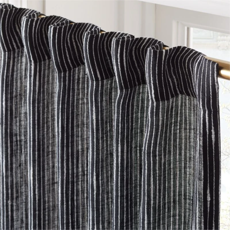 Harlow Black Striped Linen-Blend Sheer Window Curtain Panel 48"x84'' 4 Harlow Black Striped Linen-Blend Sheer Window Curtain Panel 48"x84'' - Image 4