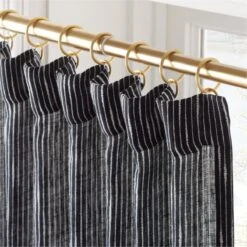 Harlow Black Striped Linen-Blend Sheer Window Curtain Panel 48"x84'' 6 Harlow Black Striped Linen-Blend Sheer Window Curtain Panel 48"x84'' -Optimal Furniture Store HarlowBkLnStpdCrtn96PnlAVSHF23