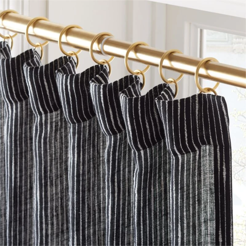 Harlow Black Striped Linen-Blend Sheer Window Curtain Panel 48"x84'' 2 Harlow Black Striped Linen-Blend Sheer Window Curtain Panel 48"x84'' - Image 2