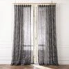 Harlow Black Striped Linen-Blend Sheer Window Curtain Panel 48"x84''
