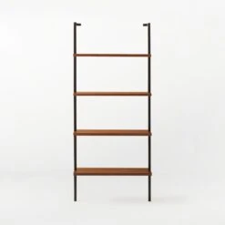Helix Walnut Wood Wall Mount Bookshelf 70'' -Optimal Furniture Store Helix70inWalnutBookcaseSOSSS21