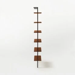 Helix Walnut Wood Wall Mount Bookshelf 96'' -Optimal Furniture Store Helix96inWalnutBookcaseSDSSS21