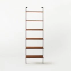 Helix Walnut Wood Wall Mount Bookshelf 96'' -Optimal Furniture Store Helix96inWalnutBookcaseSOSSS21