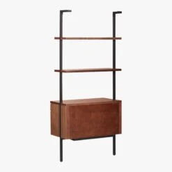 Helix 70" Walnut Bookcase With 2 Drawers -Optimal Furniture Store HelixShortShlf2DrwWalnut3QBS20