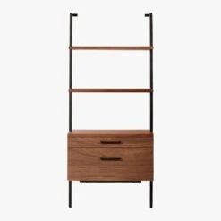 Helix 70" Walnut Bookcase With 2 Drawers -Optimal Furniture Store HelixShortShlf2DrwWalnutSOS20