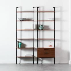 Helix 96" Walnut Bookcase With 2 Drawers -Optimal Furniture Store HelixTallBookcaseN2DrawerFHS20 1x1