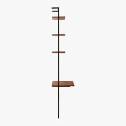 Helix Walnut Wood Wall Mount Desk With Shelves 96'' -Optimal Furniture Store HelixTallDeskWalnutSDS20