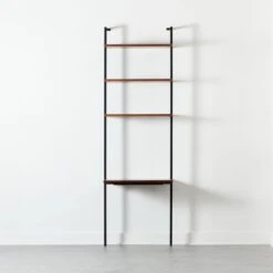 Helix Walnut Wood Wall Mount Desk With Shelves 96''