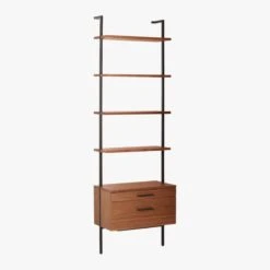 Helix 96" Walnut Bookcase With 2 Drawers -Optimal Furniture Store HelixTallShlf2DrwWalnut3QS20