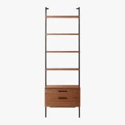Helix 96" Walnut Bookcase With 2 Drawers -Optimal Furniture Store HelixTallShlf2DrwWalnutSOS20