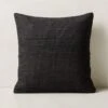 Hendrix Woven Black Leather Throw Pillow With Down-Alternative Insert 20''