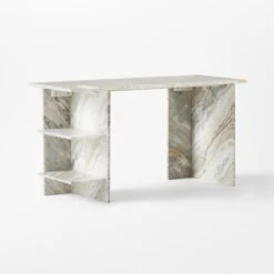 Hera Torrento Brown Marble Desk With Shelves -Optimal Furniture Store HeraMarbleDesk3QSSF21