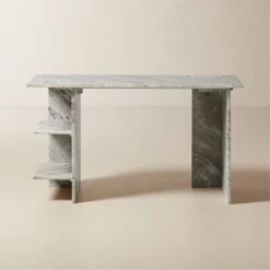 Hera Torrento Brown Marble Desk With Shelves -Optimal Furniture Store HeraMarbleDeskSHF21