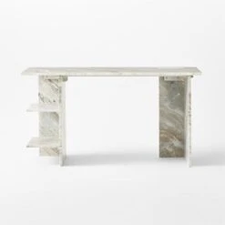 Hera Torrento Brown Marble Desk With Shelves -Optimal Furniture Store HeraMarbleDeskSOSSF21