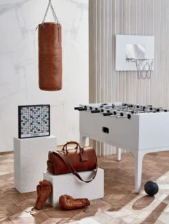 Leather Head Small Black Leather Basketball -Optimal Furniture Store HeritageTanLeatherPunchingOC19