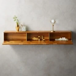 Hide N Seek Large Acacia Storage Shelf -Optimal Furniture Store HideNSeekStrgShlfAccLngROF18