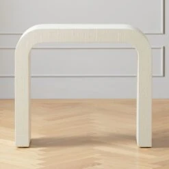 Horseshoe Ivory Lacquered Linen Console Table 36''