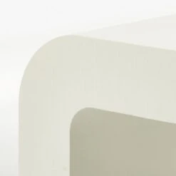 Horseshoe Ivory Lacquered Linen 60" Coffee Table -Optimal Furniture Store HorseshoeIvLqdLnRctCffTblAVF20