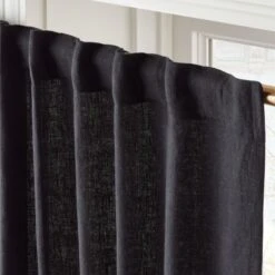 Heavyweight Black Linen Window Curtain Panel 48''x84'' -Optimal Furniture Store HvywtBlkLnn96CurtainPnlAV2SHS23