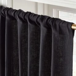 Heavyweight Black Linen Window Curtain Panel 48''x84'' -Optimal Furniture Store HvywtBlkLnn96CurtainPnlAVSHS23