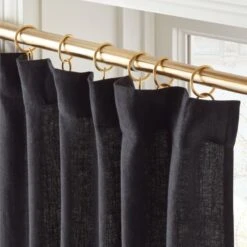 Heavyweight Black Linen Window Curtain Panel 48''x84'' -Optimal Furniture Store HvywtBlkLnn96CurtainPnlROS23