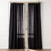 Heavyweight Black Linen Window Curtain Panel 48''x84''