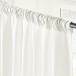 Heavyweight White Linen Window Curtain Panel 48''x84'' -Optimal Furniture Store HvywtWhtLnn96CurtainPnlAVSHS23