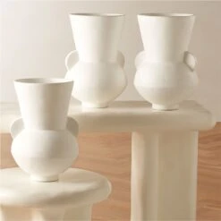 Hydra White Terracotta Vase -Optimal Furniture Store HydraWhiteVaseAV2SHF23