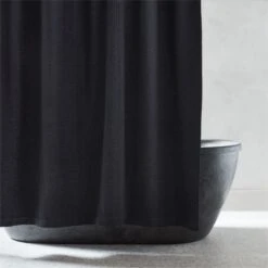 Ileana Organic Cotton Black Shower Curtain 72"
