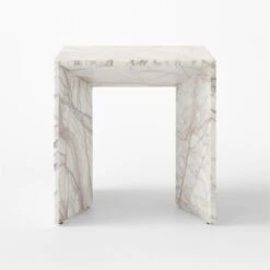 Ilise White Marble Outdoor Side Table -Optimal Furniture Store IliseSideTableSOSSS23