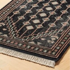 Inaz Hand-Knotted Black Wool Runner Rug 2.5'x8' -Optimal Furniture Store InazHdkdNZWlBlkRnnr2p5x8ROS23