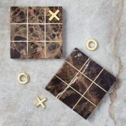 Indah Brown Marble Tic-Tac-Toe -Optimal Furniture Store IndahBrnMarbleTicTacToeHAV2SHF22