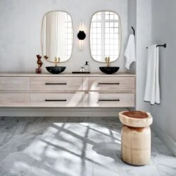 Teak Natural Round Bathroom Stool -Optimal Furniture Store InfinityBrassOblongWallMirrorFB21 1x1 1