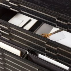 Inline Black Oak Wood 4-Drawer File Cabinet With Blackened Steel Handles -Optimal Furniture Store InlineBlkFilingCabinetAVSHF23