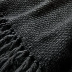 Intergrate Basket Weave Black Throw Blanket -Optimal Furniture Store IntegrateBlackThrowAV2SSF22